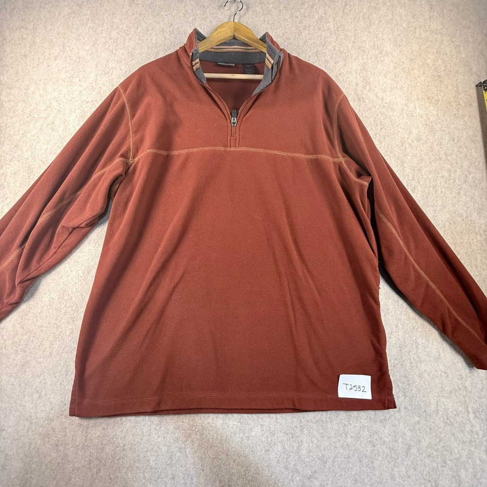 REI Mens Quarter Zip Fleece Pullover Rust Orange Size Large Hiking Outdoor